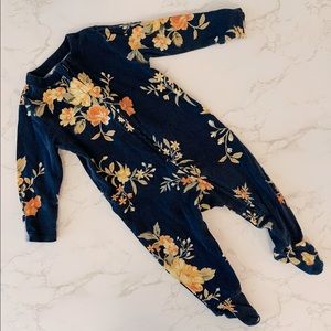 Old Navy baby girl floral footie pajama 6-9 months navy blue